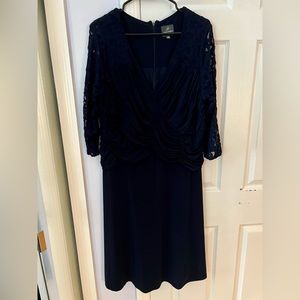 🎈Adrianna Papell Navy Blue 3/4 Lace Sleeve Cocktail Dress - size 16W
